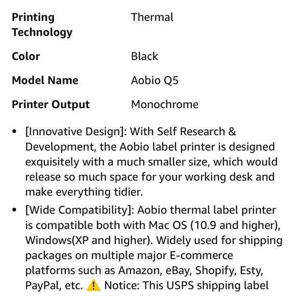 NWT AOBIO shipping thermal label printer 4 x 6 direct 152 mm/s - Picture 10 of 11